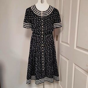 Retro Feminine 90s Black & White Polka Dot Dress